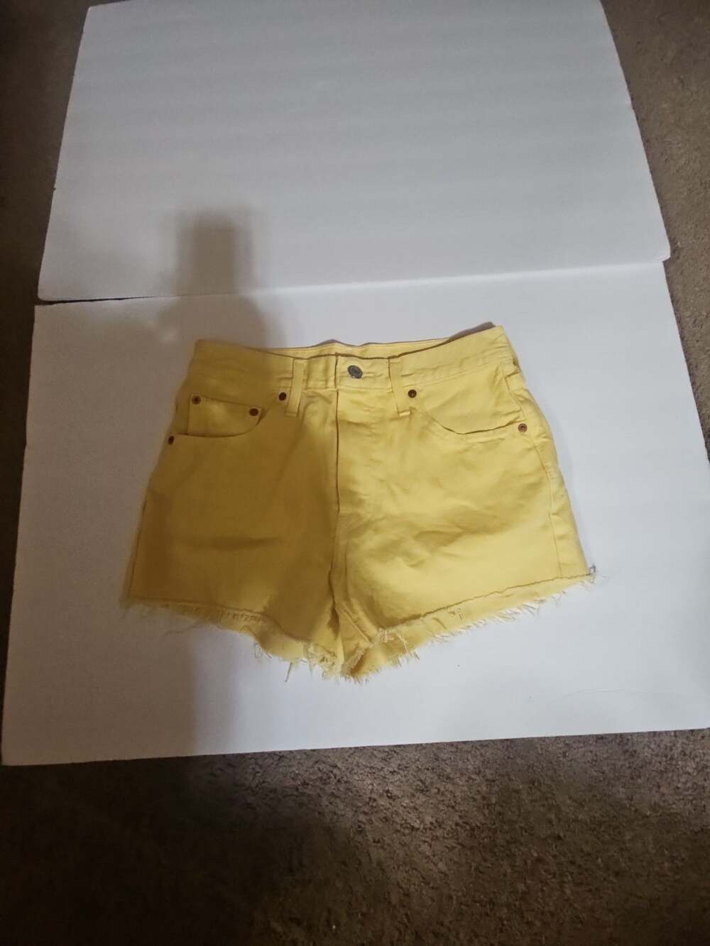 Levis 501 Shorts Size 27 Yellow Denim Cutoff Distressed